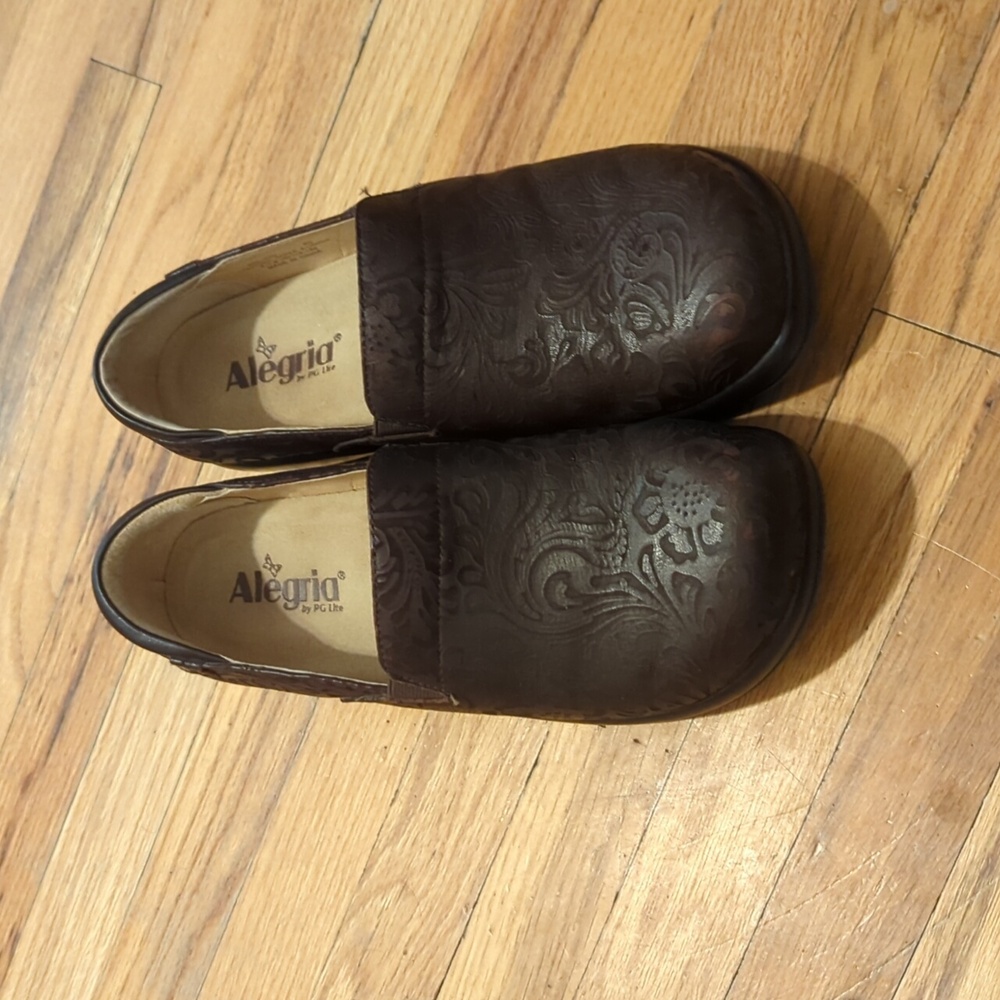Alegria KEL-433 Keli US 9.5 EU 40 Professional Floral Clog Brown Leather